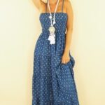 Robe en jean – Étoiles, cordon dans le dos